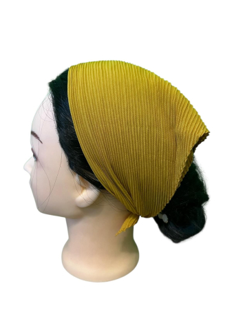 Baticute plisate simple - Baticut plisat simplu pentru biserica, model mic, galben mustar, accesoriu de cap feminin, discret si confortabil.