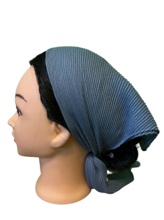Baticute plisate simple - Baticut plisat simplu pentru biserica, model mic, albastru gri, accesoriu de cap feminin, elegant si confortabil.