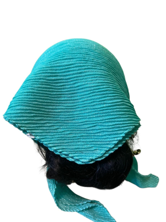 Baticut plisat simplu pentru biserica, model mic, turcoaz, accesoriu de cap feminin, usor si confortabil. [1]