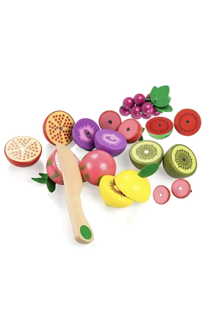 Cosulet cu fructe din lemn, 8 piese magnetice, design realist, non-toxic, Multicolor, pentru copii - imagine principala produs [4]