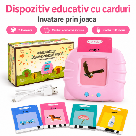 Jucarie educativa Montessori, cititor carduri, 112 carduri/224 cuvinte, roz, pentru copii - imagine principala produs|Jucarie educativa Montessori, cititor carduri, 112 carduri/224 cuvinte, roz, pentru copii - detaliu produs 2|Jucarie educativa Montessori, cititor carduri, 112 carduri/224 cuvinte, roz, pentru copii - detaliu produs 3|Jucarie educativa Montessori, cititor carduri, 112 carduri/224 cuvinte, roz, pentru copii - detaliu produs 4|Jucarie educativa Montessori, cititor carduri, 112 carduri/224 cuvinte, roz, pentru copii - detaliu produs 5|Jucarie educativa Montessori, cititor carduri, 112 carduri/224 cuvinte, roz, pentru copii - detaliu produs 6|Jucarie educativa Montessori, cititor carduri, 112 carduri/224 cuvinte, roz, pentru copii - detaliu produs 7