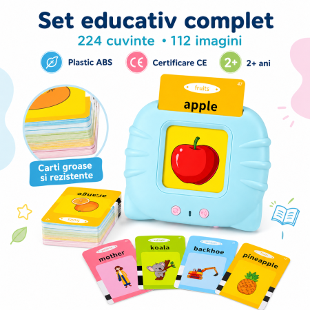 Jucarie Montessori, cititor de carduri, 224 de cuvinte, 112 imagini, pentru copii - imagine principala produs [4]