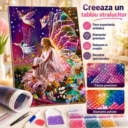 Kituri creative - Kit de broderie cu diamante 5D, Set DIY pentru Adulti si Decor Handmade - imagine principala produs|Kit de broderie cu diamante 5D, Set DIY pentru Adulti si Decor Handmade - detaliu produs 2|Kit de broderie cu diamante 5D, Set DIY pentru Adulti si Decor Handmade - detaliu produs 3|Kit de broderie cu diamante 5D, Set DIY pentru Adulti si Decor Handmade - detaliu produs 4|Kit de broderie cu diamante 5D, Set DIY pentru Adulti si Decor Handmade - detaliu produs 5