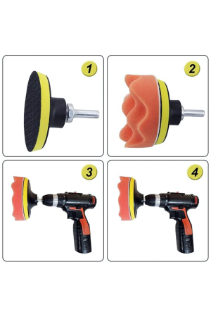 Kit polish auto 31 piese, discuri burete+lana, adaptoare M14, compatibile cu bormasina - imagine principala produs [2]