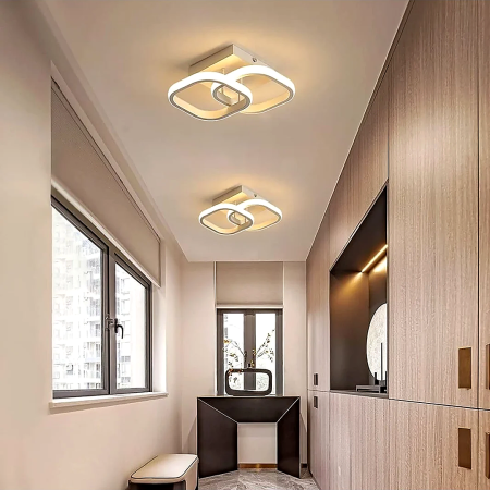 Lustra LED Goeco 22W, Patrata, Acril+Metal, 3 Culori Lumina, Alb - imagine principala produs [7]