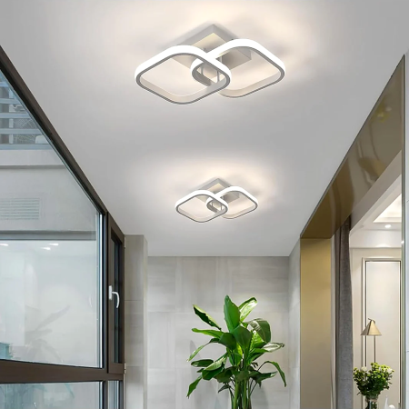 Lustra LED Goeco 22W, Patrata, Acril+Metal, 3 Culori Lumina, Alb - imagine principala produs [6]