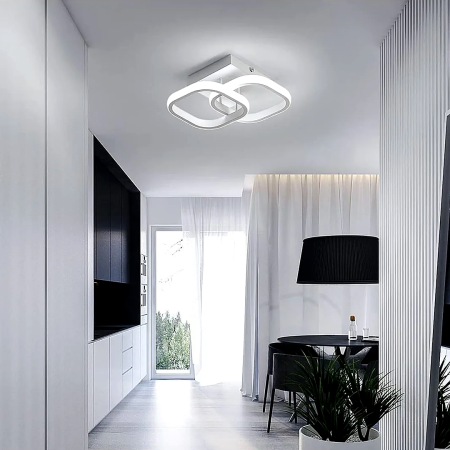 Lustra LED Goeco 22W, Patrata, Acril+Metal, 3 Culori Lumina, Alb - imagine principala produs [5]