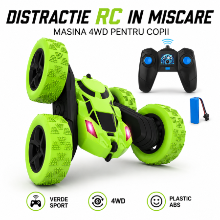 Jucarii interactive - Masina RC, 4WD, 15 x 16 x 7, 5 cm, Verde, pentru copii - imagine principala produs