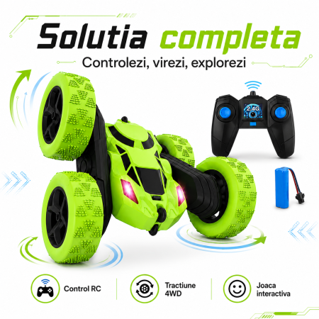 Masina RC, 4WD, 15 x 16 x 7, 5 cm, Verde, pentru copii - imagine principala produs [2]
