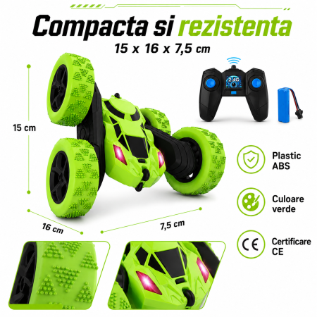 Masina RC, 4WD, 15 x 16 x 7, 5 cm, Verde, pentru copii - imagine principala produs [3]