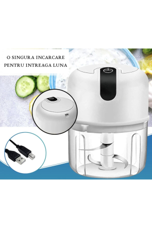 Bucatarie si gatit - Mini tocator electric 250 ml, 3 lame inox, incarcare USB, compact, Alb - imagine principala produs|Mini tocator electric 250 ml, 3 lame inox, incarcare USB, compact, Alb - detaliu produs 2|Mini tocator electric 250 ml, 3 lame inox, incarcare USB, compact, Alb - detaliu produs 3|Mini tocator electric 250 ml, 3 lame inox, incarcare USB, compact, Alb - detaliu produs 4|Mini tocator electric 250 ml, 3 lame inox, incarcare USB, compact, Alb - detaliu produs 5|Mini tocator electric 250 ml, 3 lame inox, incarcare USB, compact, Alb - detaliu produs 6|Mini tocator electric 250 ml, 3 lame inox, incarcare USB, compact, Alb - detaliu produs 7
