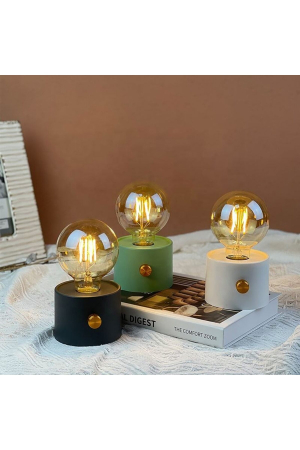Mini veioza decorativa bec retro, lumina calda, intensitate reglabila, 3×AA, Gri - imagine principala produs [3]