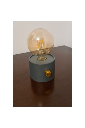 Mini veioza decorativa bec retro, lumina calda, intensitate reglabila, 3×AA, Gri - imagine principala produs [6]