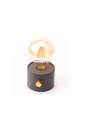 Iluminat interior - Mini veioza decorativa bec retro, lumina calda, intensitate reglabila, 3×AA, Gri - imagine principala produs