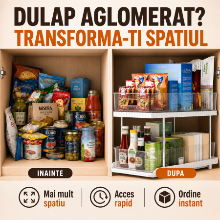 Organizator glisant 2 niveluri pentru dulap si sub chiuveta alb transparent [1]