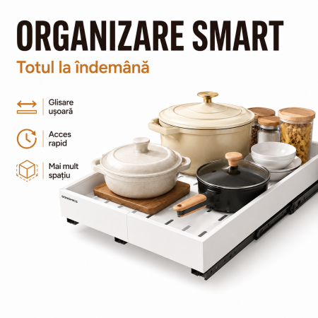 Casa si Gradina - Organizator glisant extensibil pentru dulap si sub chiuveta din ABS