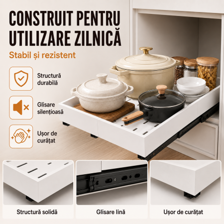 Organizator glisant extensibil pentru dulap si sub chiuveta din ABS [2]