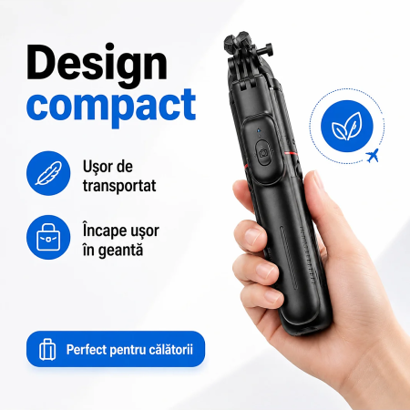 Selfie Stick cu trepied din inox, extensibil, maner detasabil pentru camera/telefon, Negru, gadget modern - imagine principala produs|Selfie Stick cu trepied din inox, extensibil, maner detasabil pentru camera/telefon, Negru, gadget modern - detaliu produs 2|Selfie Stick cu trepied din inox, extensibil, maner detasabil pentru camera/telefon, Negru, gadget modern - detaliu produs 3|Selfie Stick cu trepied din inox, extensibil, maner detasabil pentru camera/telefon, Negru, gadget modern - detaliu produs 4|Selfie Stick cu trepied din inox, extensibil, maner detasabil pentru camera/telefon, Negru, gadget modern - detaliu produs 5 [2]