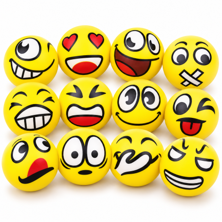 Set 12 bile squishy senzoriale Smiley Face, galbene și moi, jucărie antistres pentru copii. [7]