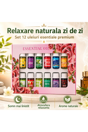 Beauty si ingrijire - Set 12 Uleiuri Esentiale Pure, Naturale, Vegane - 12×3 ml, Aromaterapie, pentru rutina beauty - imagine principala produs