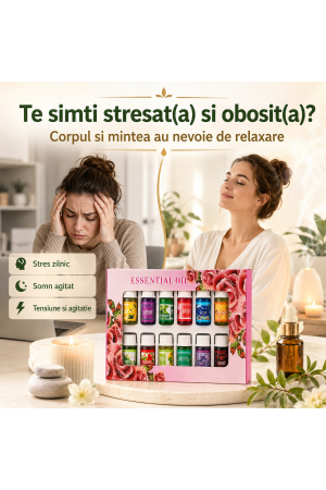 Set 12 Uleiuri Esentiale Pure, Naturale, Vegane - 12×3 ml, Aromaterapie, pentru rutina beauty - imagine principala produs [1]