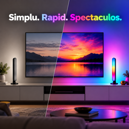 Set 2 lămpi LED RGB negre, 12 culori, 4 moduri, telecomandă, USB și lungime 26,5 cm. [2]