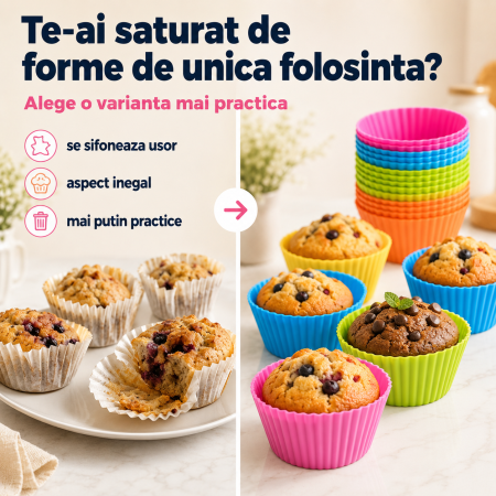 Set 24 Forme Briose din Silicon Alimentar, Reutilizabile, 6.5 cm, Multicolor [1]