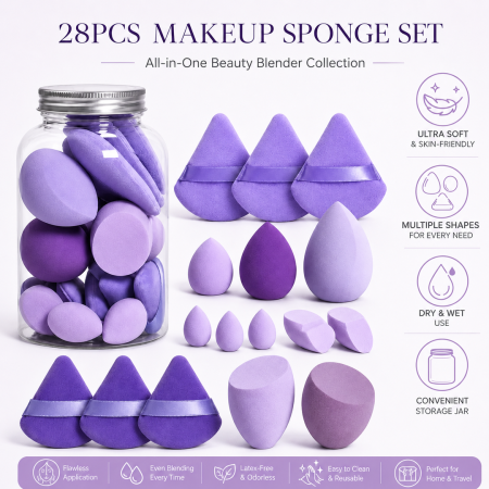 Set Bureti Machiaj Mov cu Beauty Blender, Pufuri si Recipient, pentru Fond de Ten si Pudra, pentru rutina beauty - imagine principala produs|Set Bureti Machiaj Mov cu Beauty Blender, Pufuri si Recipient, pentru Fond de Ten si Pudra, pentru rutina beauty - detaliu produs 2|Set Bureti Machiaj Mov cu Beauty Blender, Pufuri si Recipient, pentru Fond de Ten si Pudra, pentru rutina beauty - detaliu produs 3|Set Bureti Machiaj Mov cu Beauty Blender, Pufuri si Recipient, pentru Fond de Ten si Pudra, pentru rutina beauty - detaliu produs 4 [1]