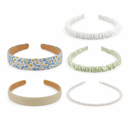 Accesorii par - Set de 5 bentite cu model diferite, design deosebit, pentru femei, multicolor, pentru rutina beauty - imagine principala produs