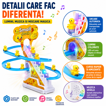 Set jucarie interactiva cu 9 ratuste, pista de curse cu lumini si muzica, plastic ABS, multicolor, pentru copii - imagine principala produs [3]