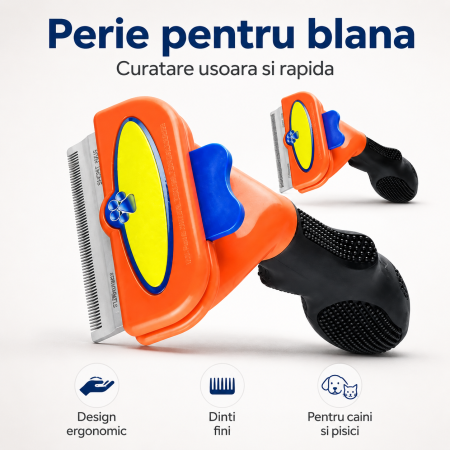 Animale de companie - Trimmer cu buton de eliberare a blanii, pentru caini si pisici cu par scurt sau lung, marimea M - imagine principala produs