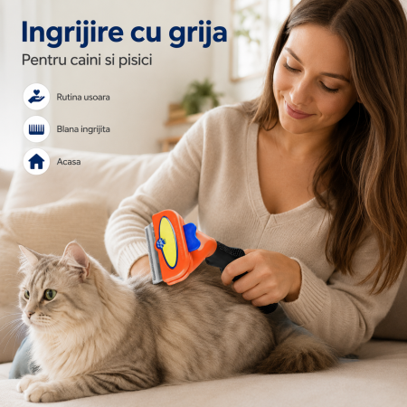 Trimmer cu buton de eliberare a blanii, pentru caini si pisici cu par scurt sau lung, marimea M - imagine principala produs [4]