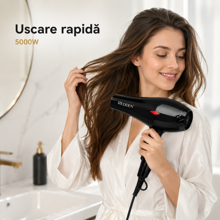 Uscator de par profesional RD-2652, 5 in 1, 5000W, cu difuzor si concentrator, negru [1]