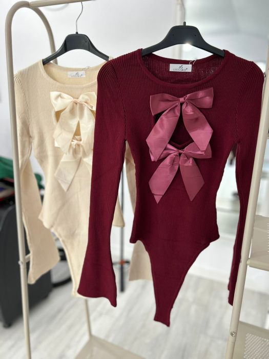 Body accesorizat cu fundițe detașabile- Ivory [2]