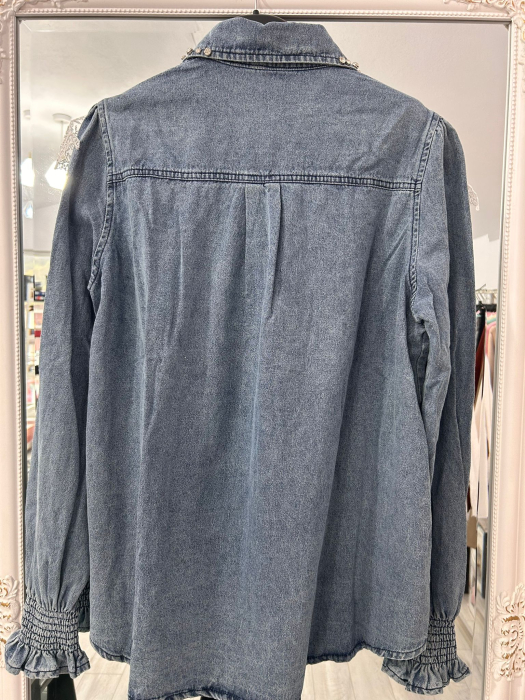 Cămașă denim inserție flori [2]
