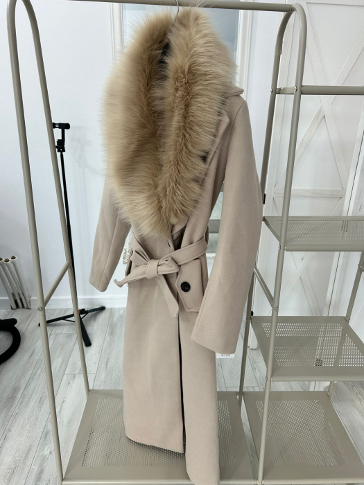 Palton lung matlasat toamnă/iarnă-Bej [2]