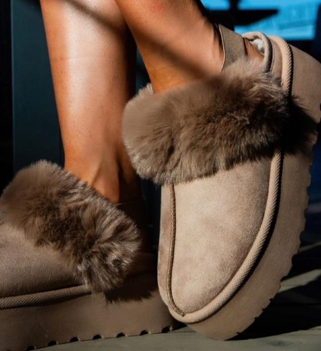 UGG Îmblănit cu bandă detașabilă Maro [3]