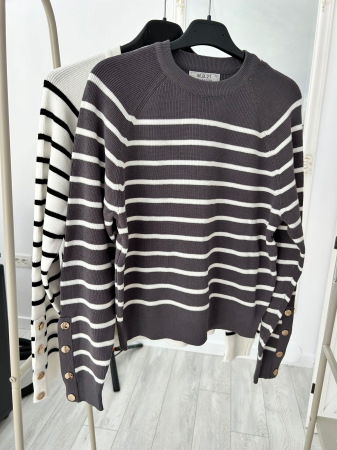 Bluze - Bluză accesorizată cu nasturi tip bijuterie- Gri antracit