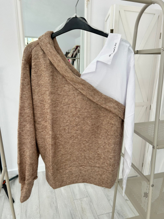 Bluze - Bluză tip cămașă- Cappuccino