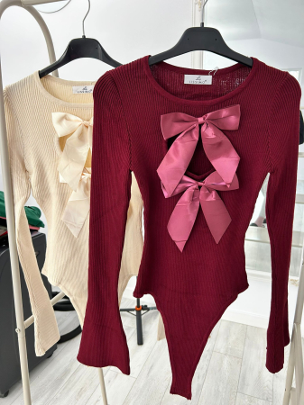 Body accesorizat cu fundițe detașabile- Ivory [2]