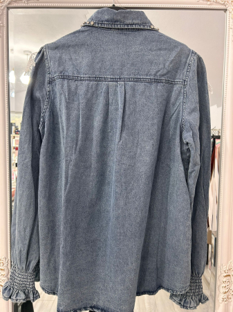 Cămașă denim inserție flori [1]