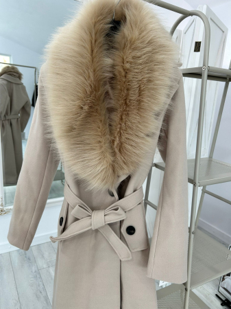 Palton lung matlasat toamnă/iarnă-Bej [2]