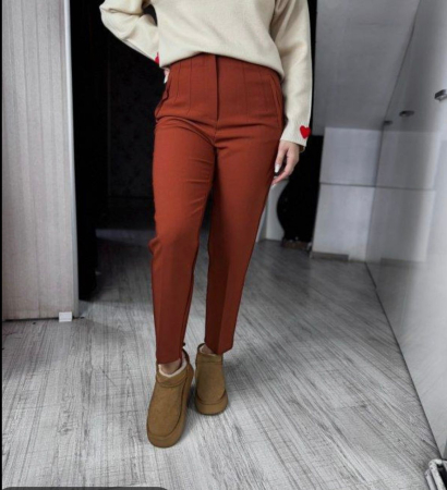 Pantaloni - Pantalon Karol Office-Cărămiziu