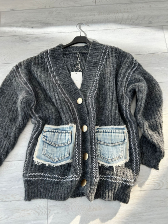 Pulover - Pulover călduros cu denim-Gri antracit