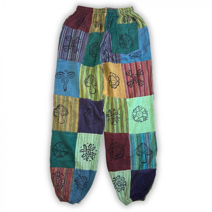 Pantaloni Motiv de Ciuperca - Design Block Print - Tonuri de Verde [3]