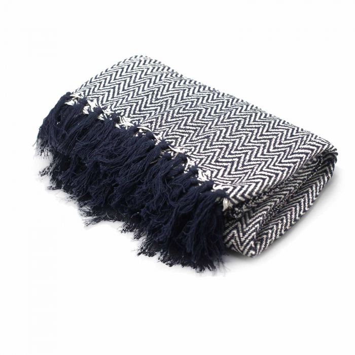 Patura Boho Confort - 125x150cm - Bleumarin Zigzag [2]