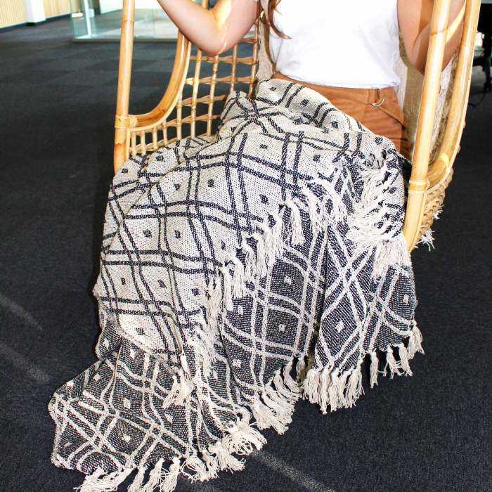 Patura Boho Confort - 125x150cm - Negru și Bej [4]