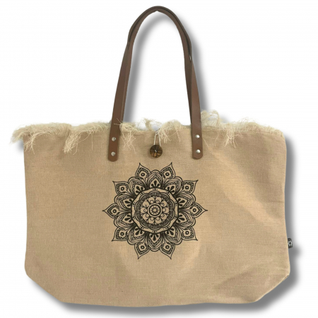Geanta Naturala cu Manere din Piele - Mandala [4]