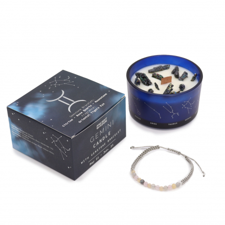 Lumanari Zodiacale cu bratara - Lumanare  Zodia Gemeni cu Cristale si Bratara cu Pietre Pretioase