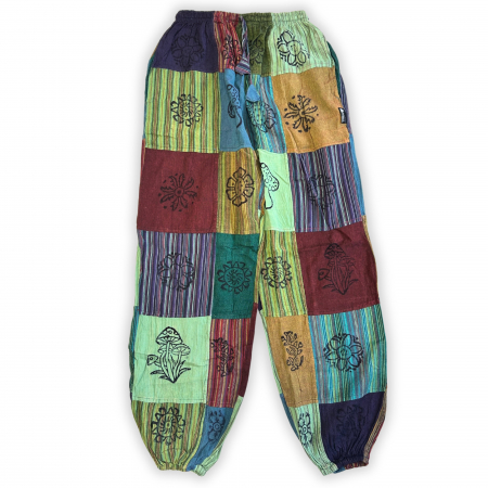 Imbracaminte - Pantaloni Motiv de Ciuperca - Design Block Print - Tonuri de Verde